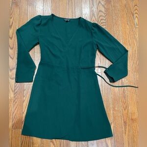 Topshop Dark Green Long Sleeve Dress